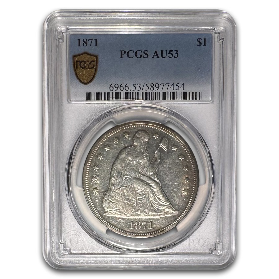 1871 Liberty Seated Dollar AU-53 PCGS