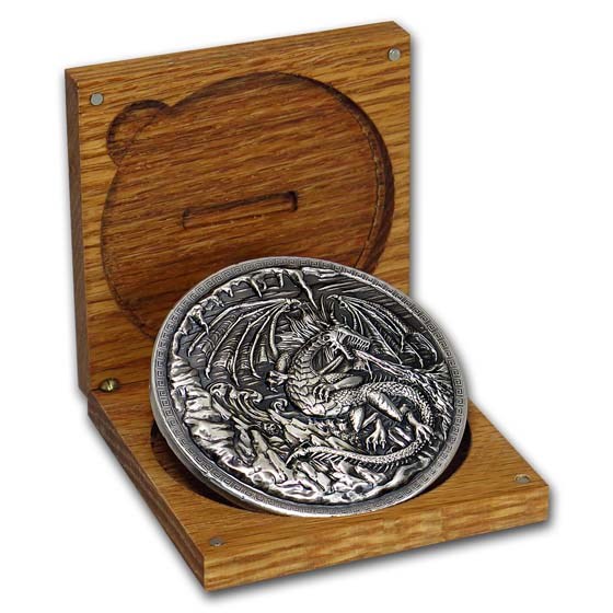 10 oz Silver Ultra High Relief Round - Dragon vs Vikings (w/Box)