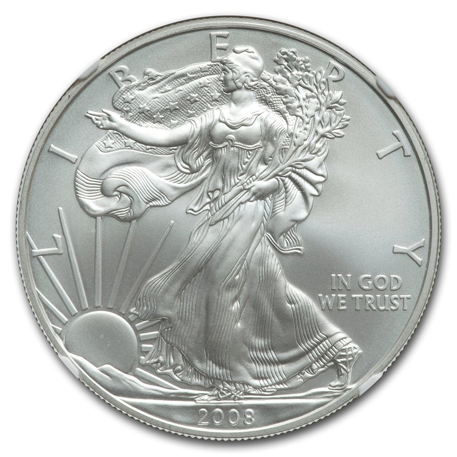 2008-W Burnished American Silver Eagle MS-70 NGC (Rev '07, Moy)