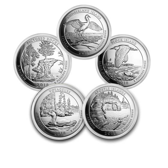 2018 5-Coin 5 oz Silver ATB Set (America the Beautiful)