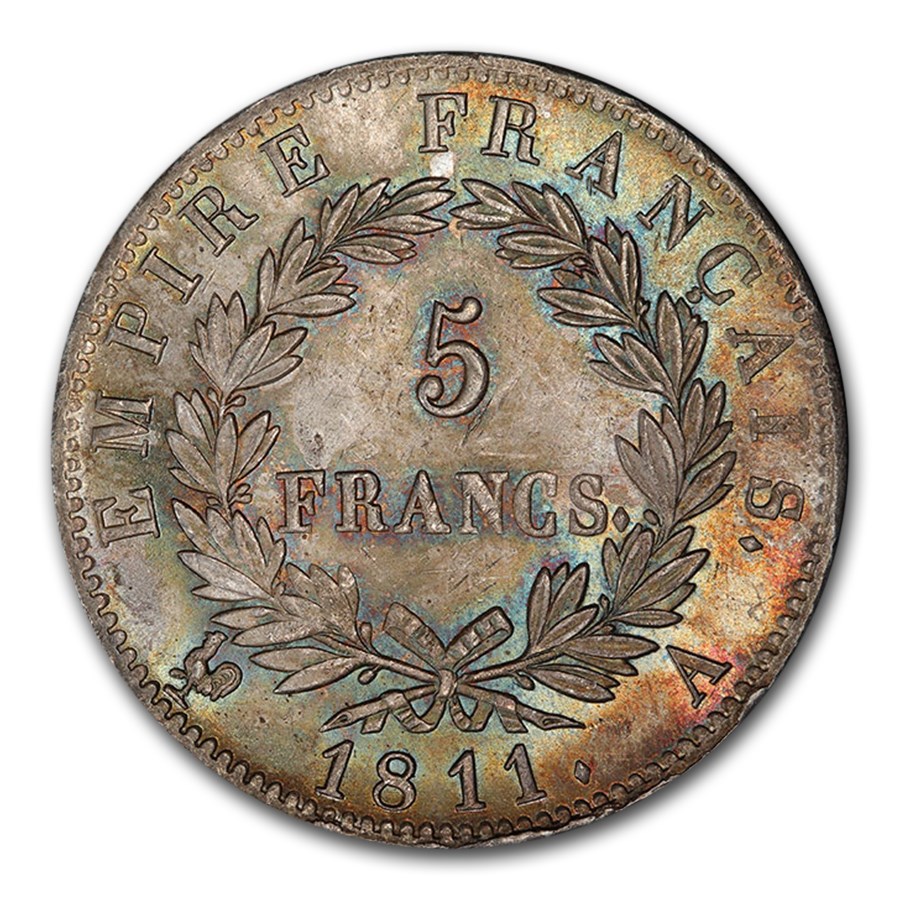1811-A France Silver 5 Francs Napoleon MS-64 PCGS