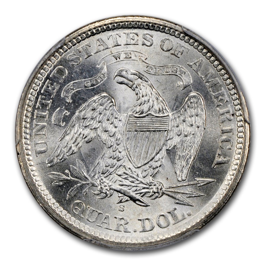 1868-S Liberty Seated Quarter MS-66 PCGS