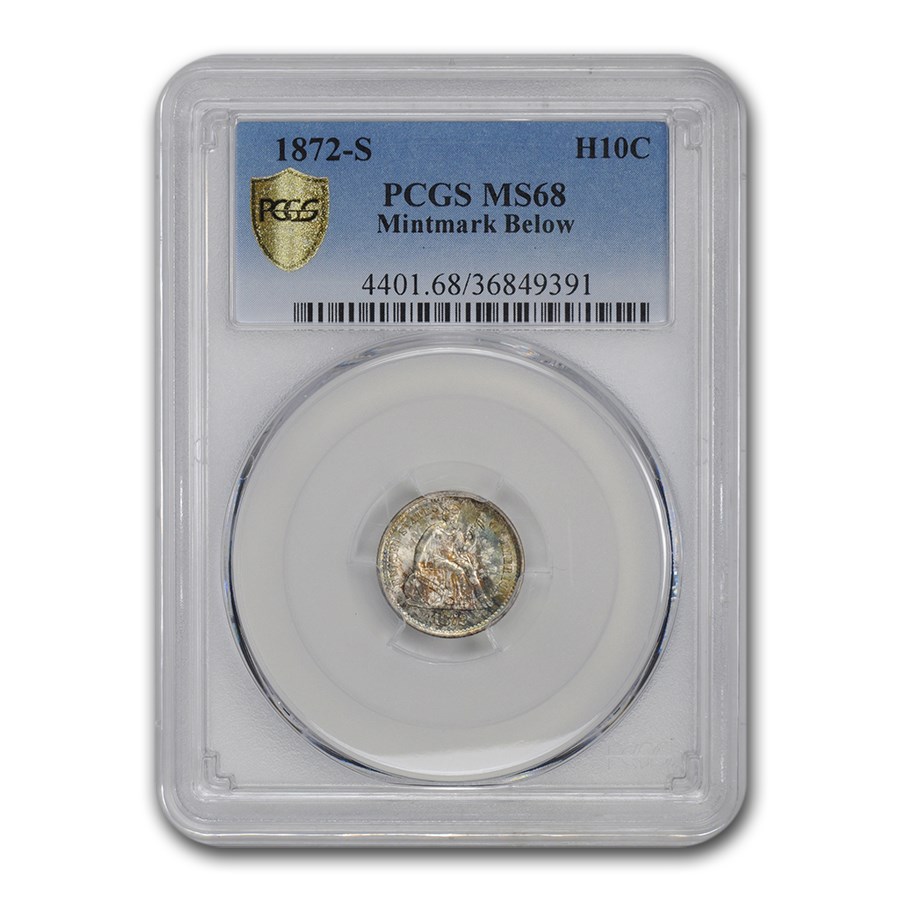 1872-S Liberty Seated Half Dime MS-68 PCGS (Mint mark Below) 1872-S Liberty Seated Half Dime MS-68 PCGS (Mint mark Below)