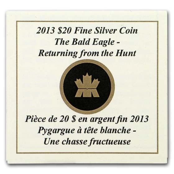 2013 RCM 1 oz Silver $20 The Bald Eagle Returning From the Hunt