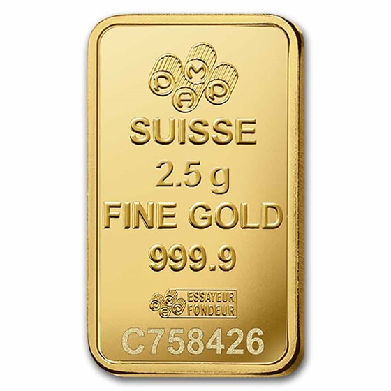 2.5 gram Gold Bar - PAMP Suisse Lady Fortuna (Vintage, In Assay)