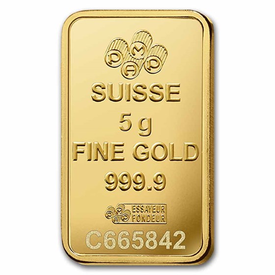 5 gram Gold Bar - PAMP Suisse Lady Fortuna (Vintage, In Assay)