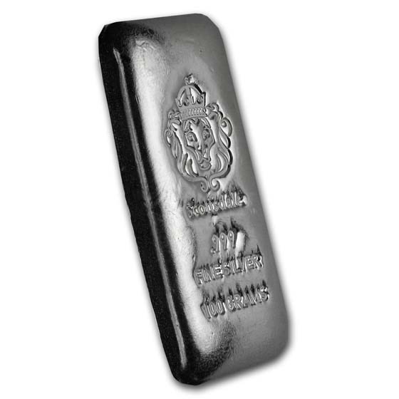 100 gram Silver Cast-Poured Bar - Scottsdale Mint
