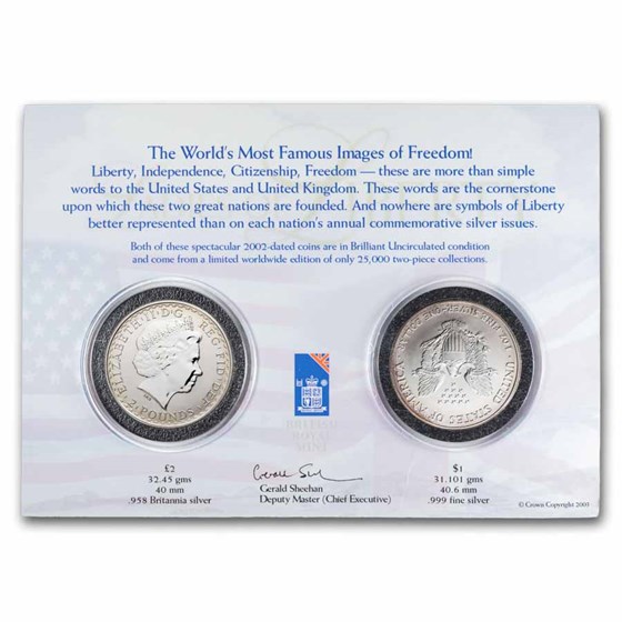 2002 2-Coin Ladies of Liberty Silver Coin Set