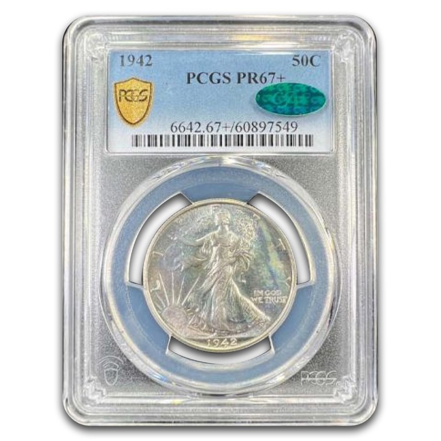 1942 Walking Liberty Half Dollar PR-67+ PCGS CAC