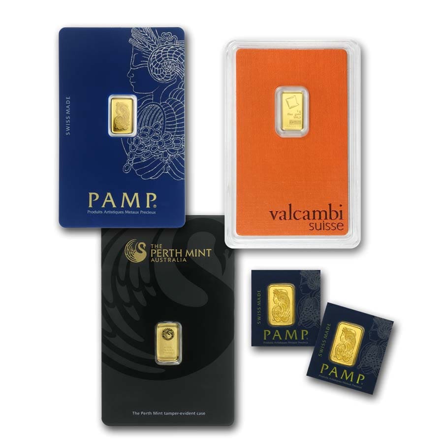 1 gram Gold Bar - Brand Name (w/Assay Card)