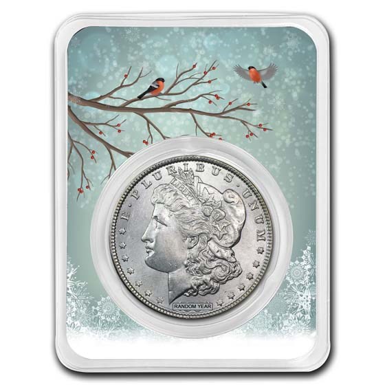 1878-1904 Morgan Silver Dollar BU - w/Snowy Birds Card 1878-1904 Morgan Silver Dollar BU - w/Snowy Birds Card