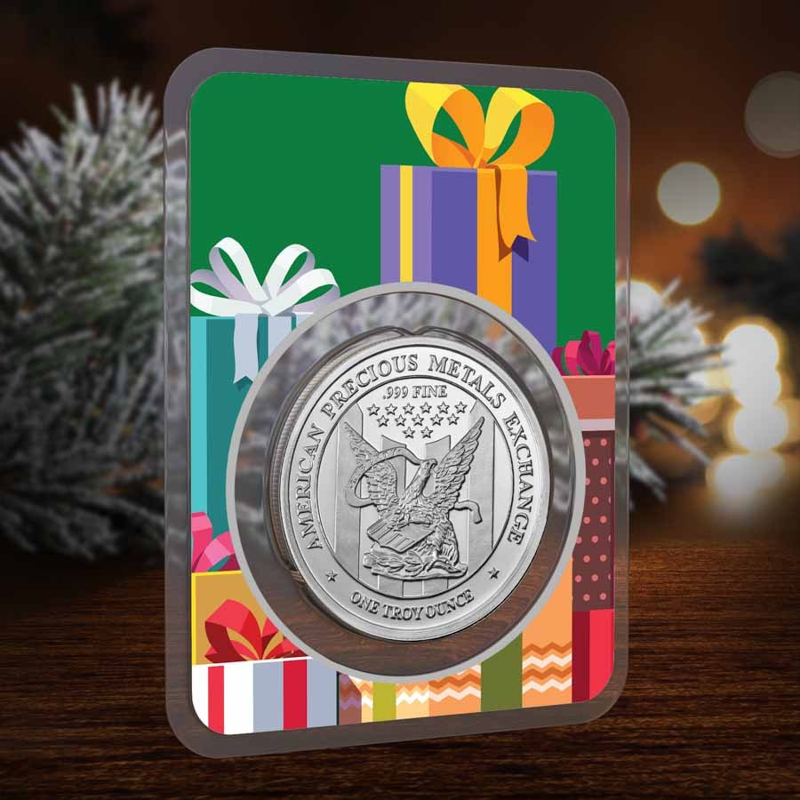 1 oz Silver Round - APMEX (w/Christmas Presents Card, In TEP) 1 oz Silver Round - APMEX (w/Christmas Presents Card, In TEP)