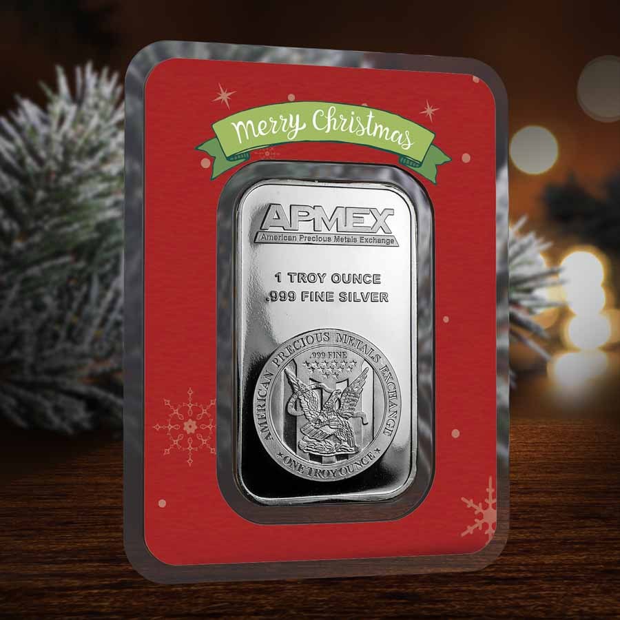 1 oz Silver Bar - APMEX (w/Red Merry Christmas Card, In TEP) 1 oz Silver Bar - APMEX (w/Red Merry Christmas Card, In TEP)