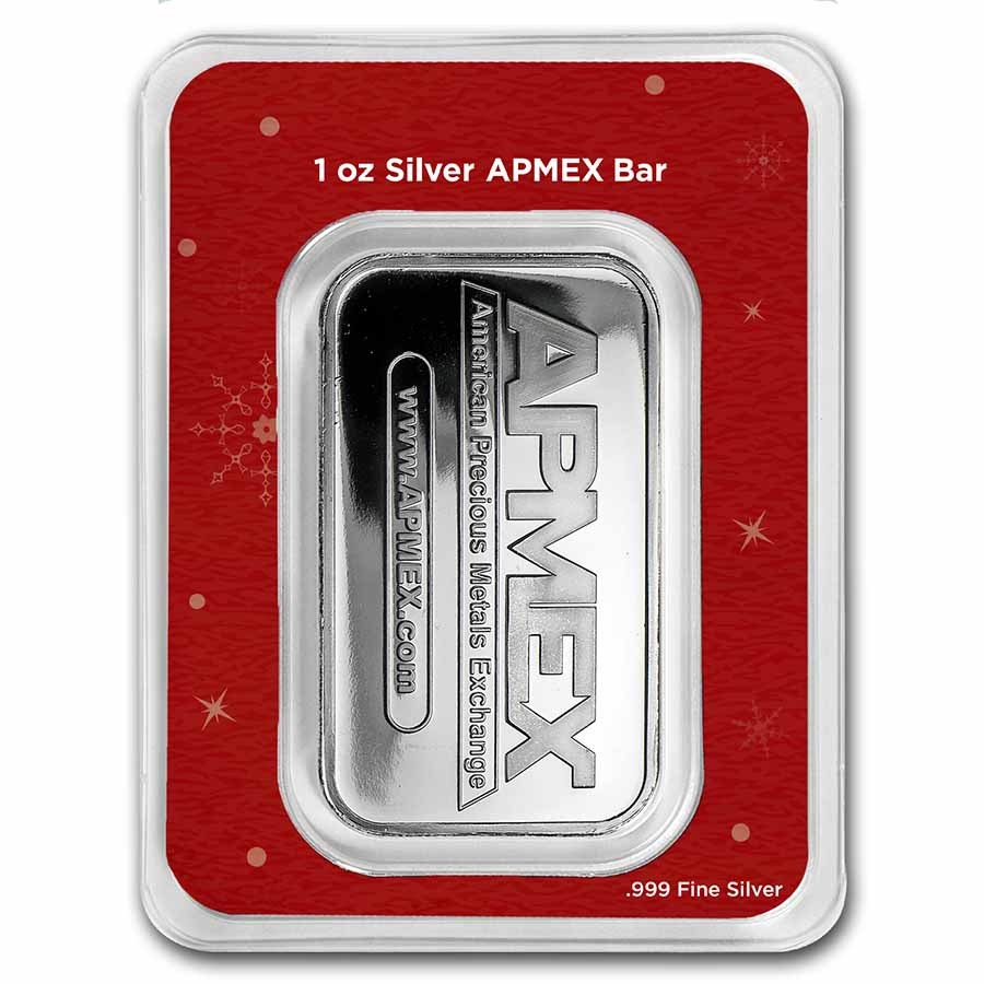 1 oz Silver Bar - APMEX (w/Red Merry Christmas Card, In TEP)