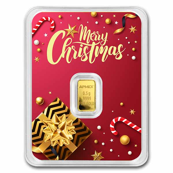 1/2 gram Gold Bar - APMEX (w/Elegant Christmas Card, In TEP)