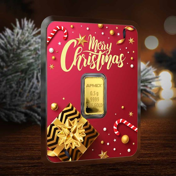 1/2 gram Gold Bar - APMEX (w/Elegant Christmas Card, In TEP)