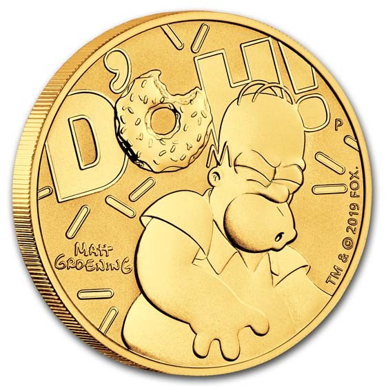 2020 Tuvalu 1 oz Gold The Simpsons: Homer BU