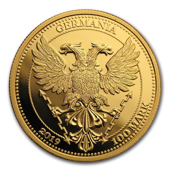 2019 Germania Gold Oak Leaf Proof Round (w/Box &amp; COA)