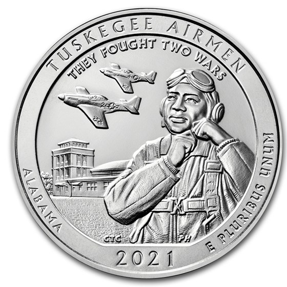 2021-P 5 oz Silver ATB Tuskegee Airmen, AL (w/Box &amp; COA)