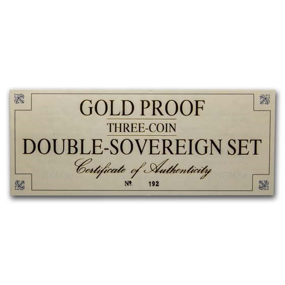 1986-89-91 Great Britain 3-Coin Gold Double Sovereign Proof Set