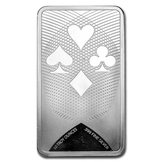 10 oz Silver Bar - Ace of Hearts