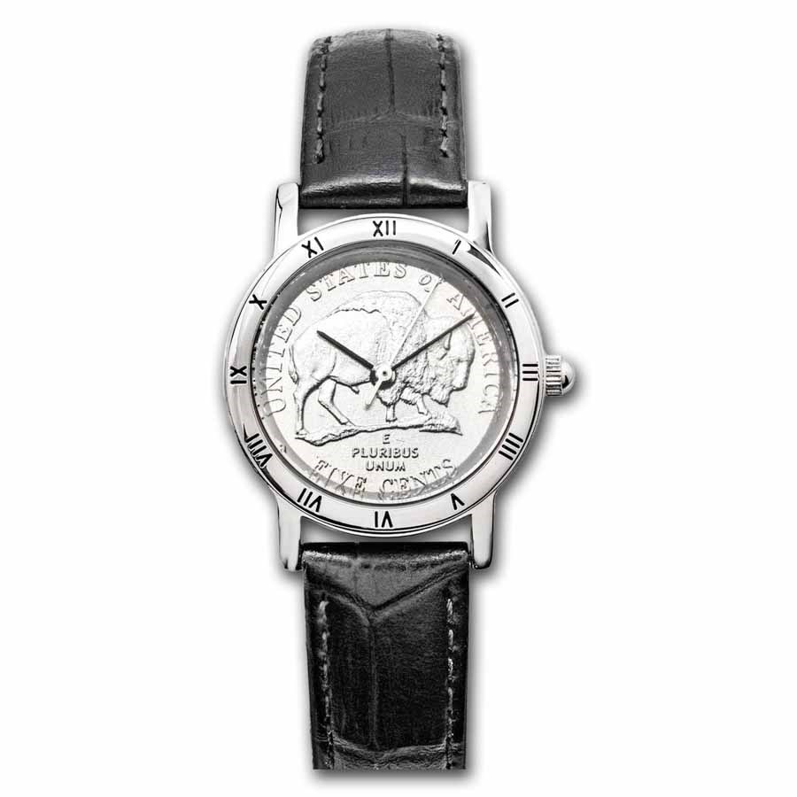 Ladies Buffalo Nickel Leather Band Watch