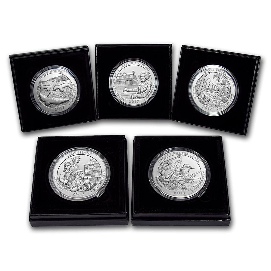 2017-P 5-Coin 5 oz Silver Burnished ATB Set (w/Box & COA)