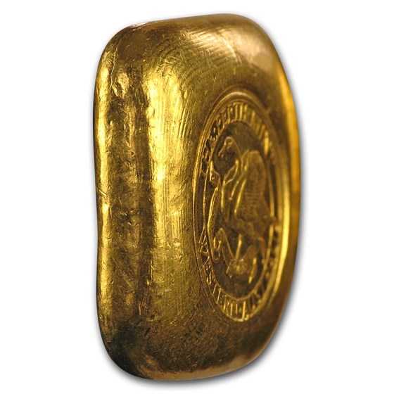 1 oz Gold Square Button - Perth Mint (Poured, Old Style Swan)