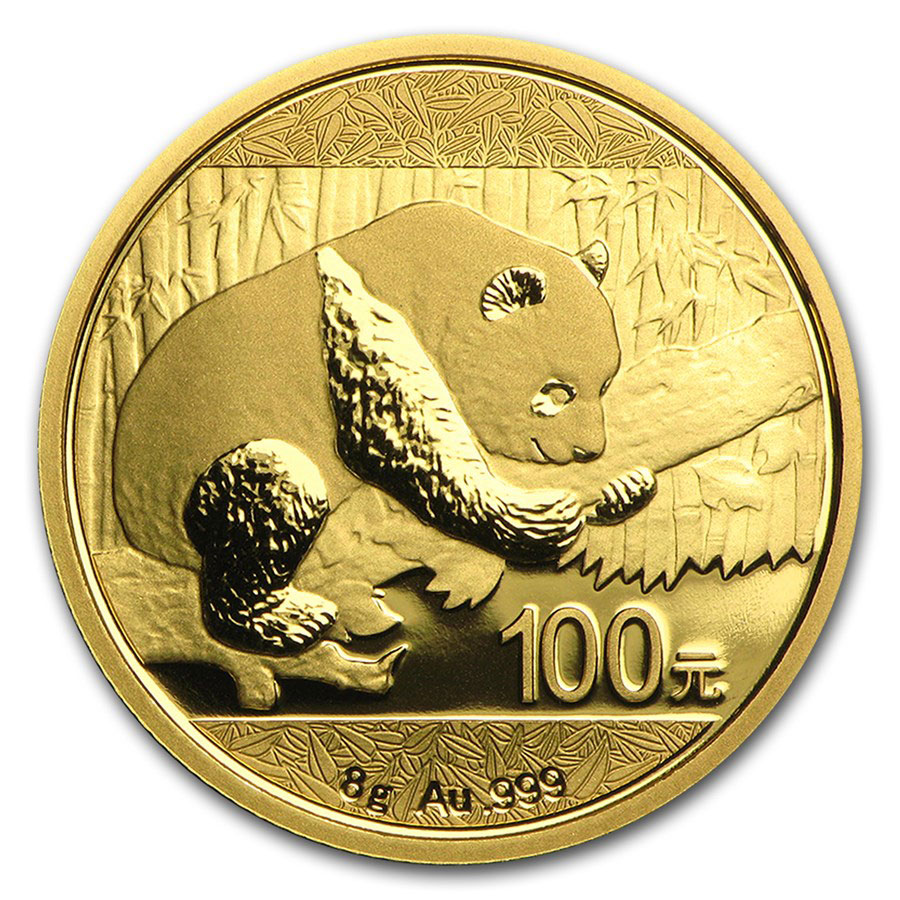 China 8 gram Gold Panda BU (Random Year, Sealed)