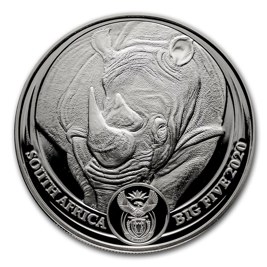 2020 South Africa 1 oz Silver Big Five Rhino BU