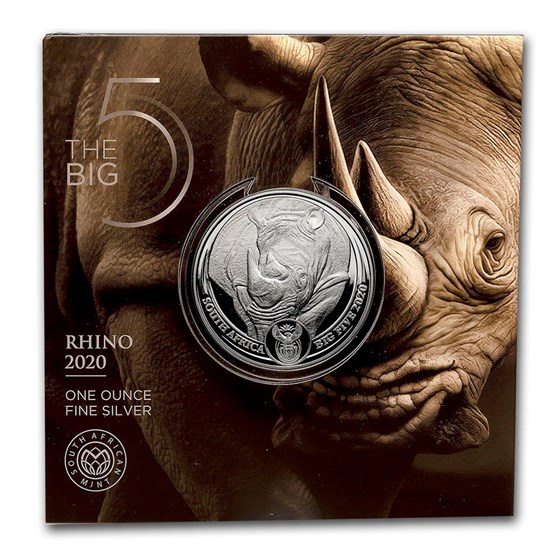 2020 South Africa 1 oz Silver Big Five Rhino BU