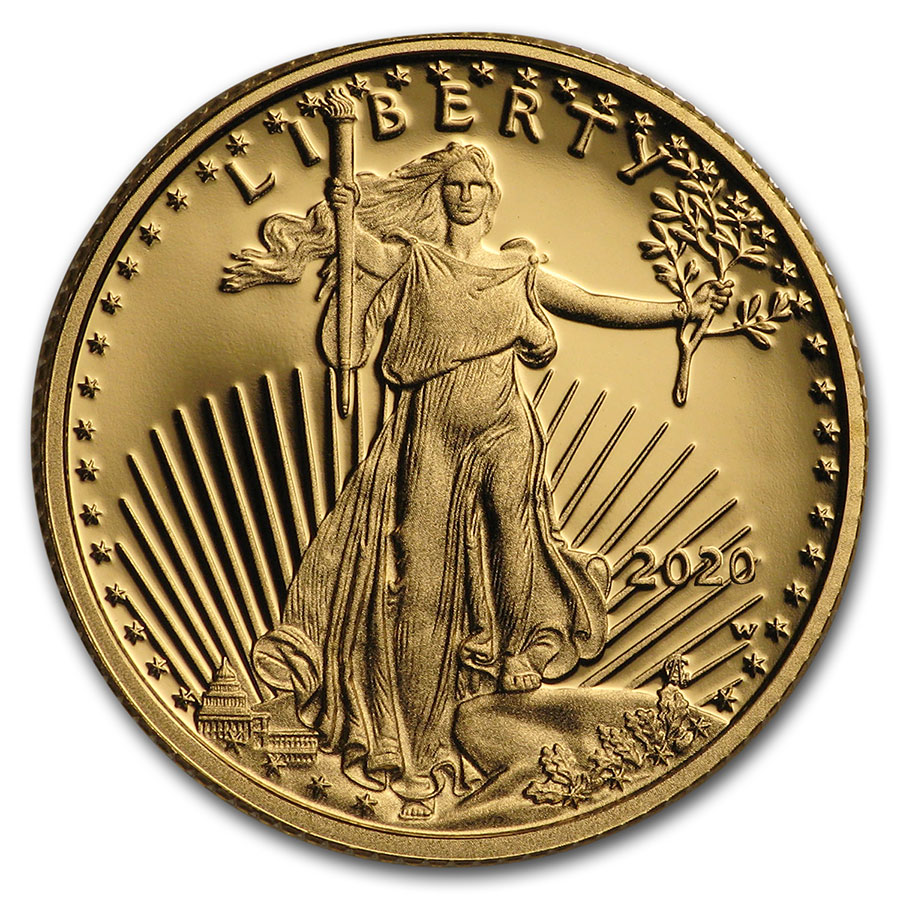 2020-W 1/4 oz Proof American Gold Eagle (w/Box &amp; COA)