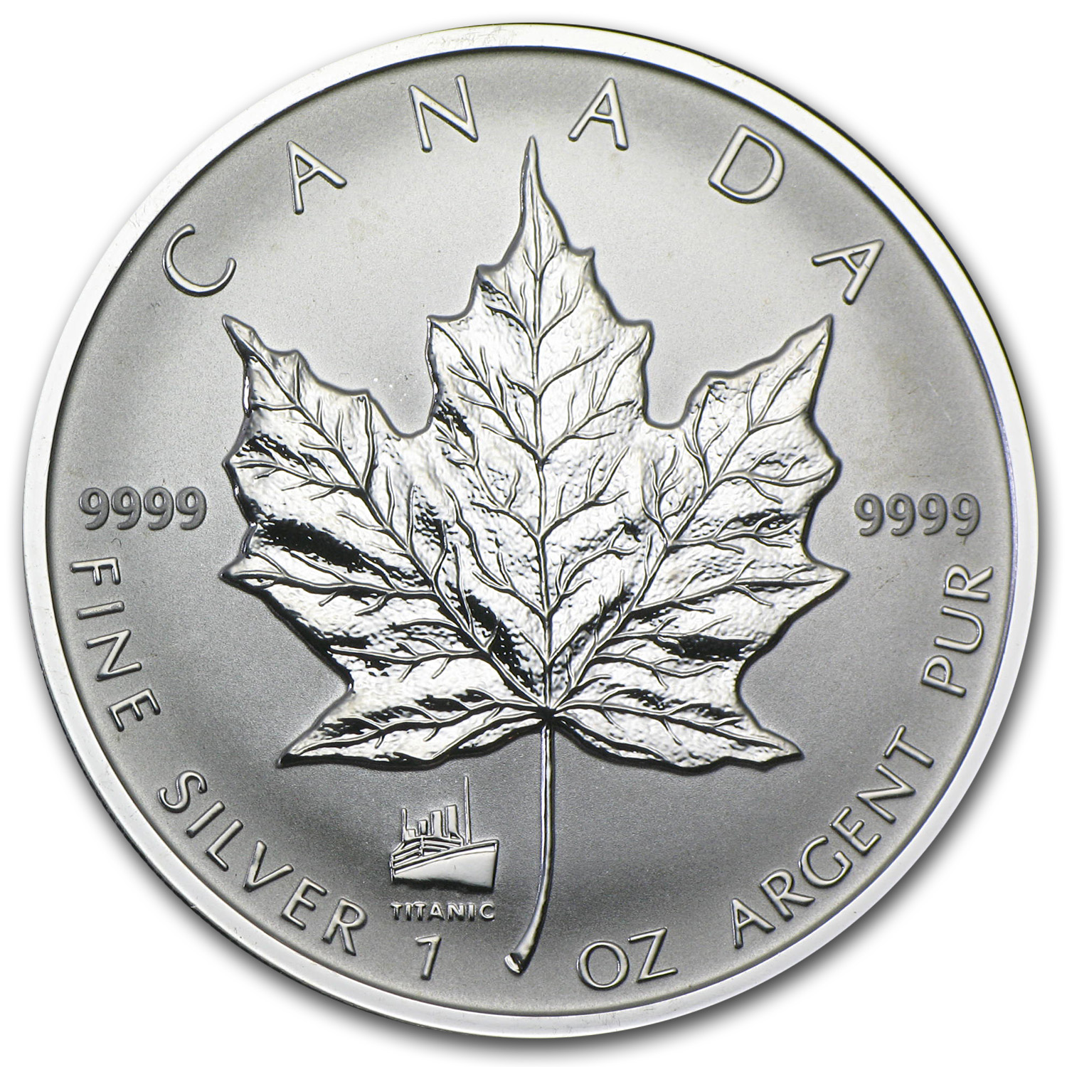 1998 Canada 1 oz Silver Maple Leaf Titanic Privy 1998 Canada 1 oz Silver Maple Leaf Titanic Privy