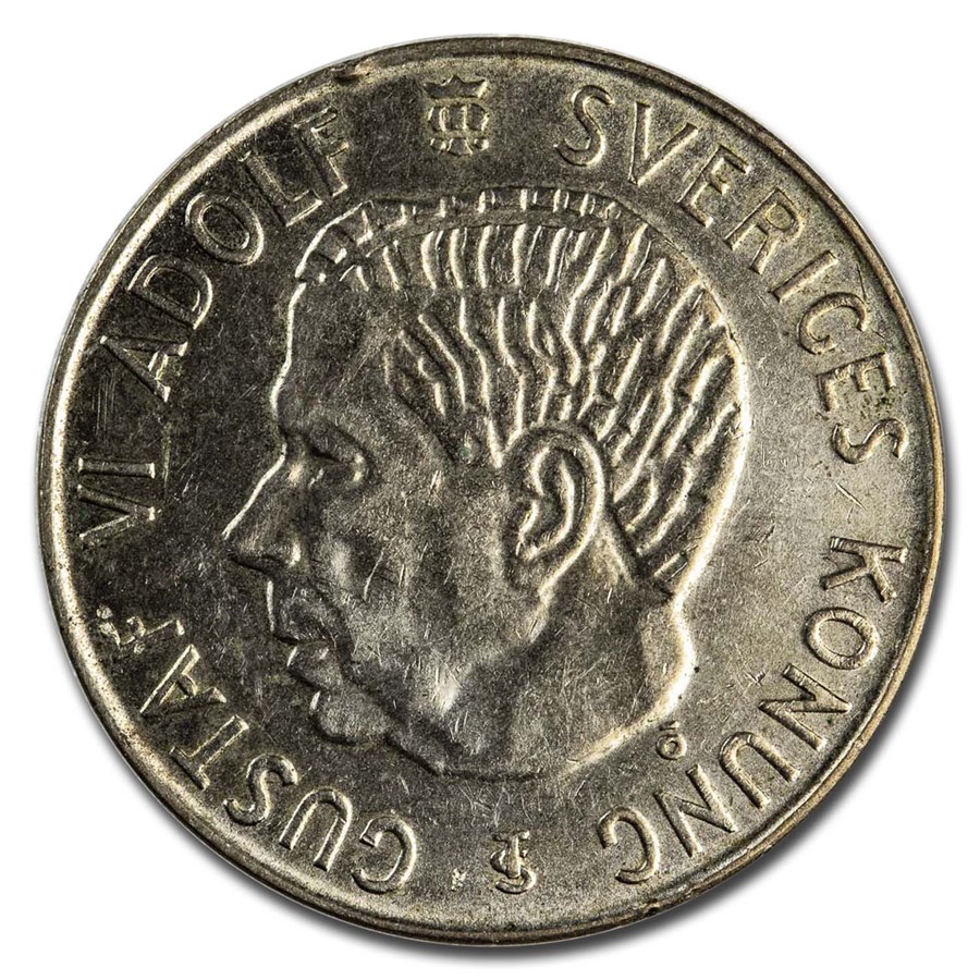 1955 Sweden Silver 5 Kronor TS Gustaf VI AU/BU