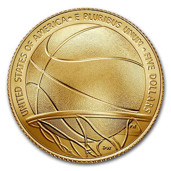 2020-W Gold $5 Basketball Hall of Fame BU (Box &amp; COA)