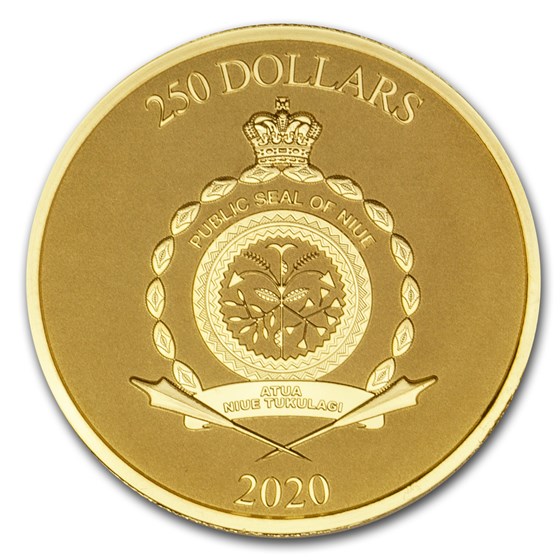 2020 Niue 1 oz Gold $250 Star Wars: Mandalorian Mythosaur BU