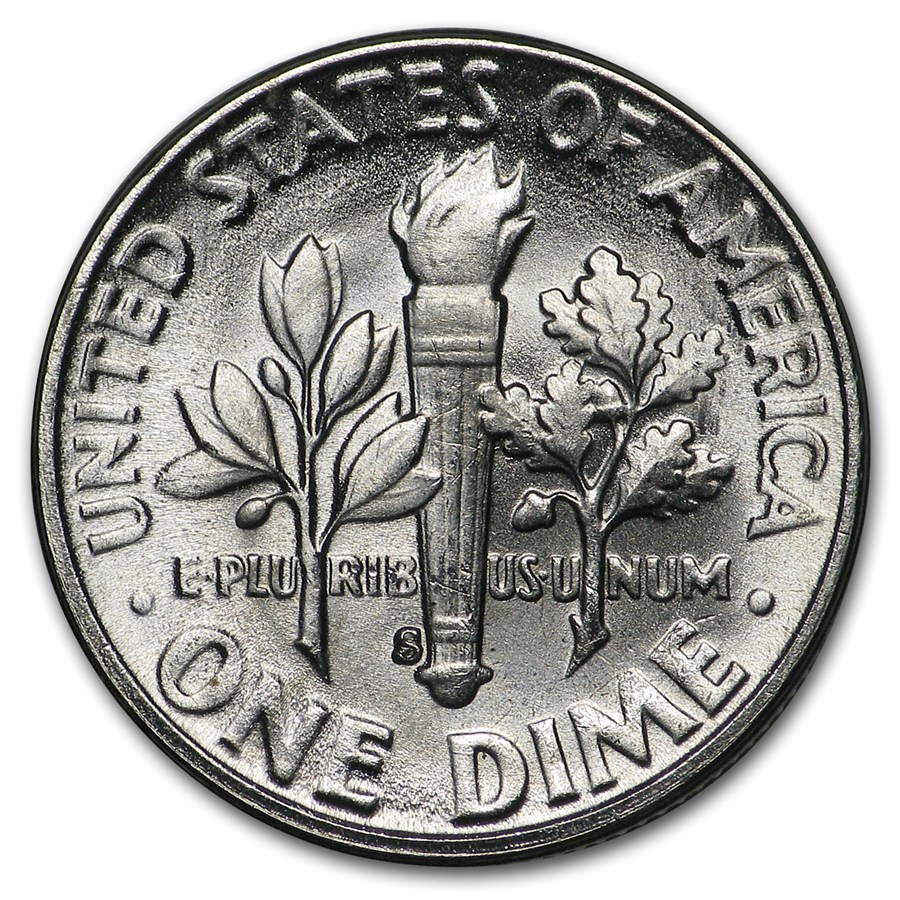 1954-S Roosevelt Dime 50-Coin Roll BU