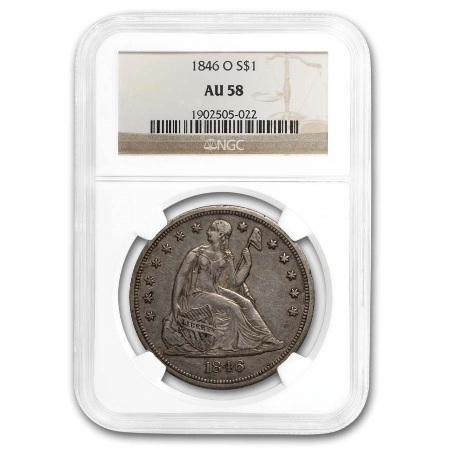 1846-O Liberty Seated Dollar AU-58 NGC