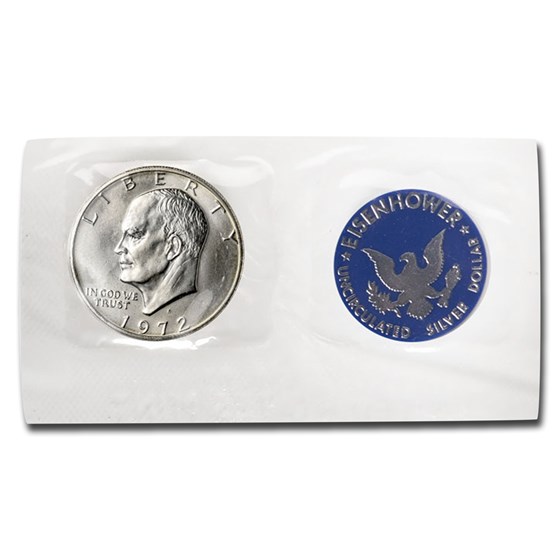 1971-1974 40% Silver Eisenhower Dollar BU (Blue Mint Envelope)