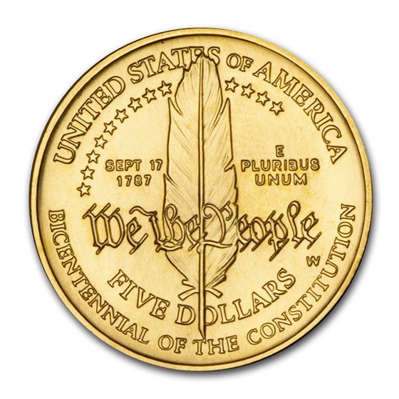 1987-W Gold $5 Commem Constitution BU (Capsule Only)