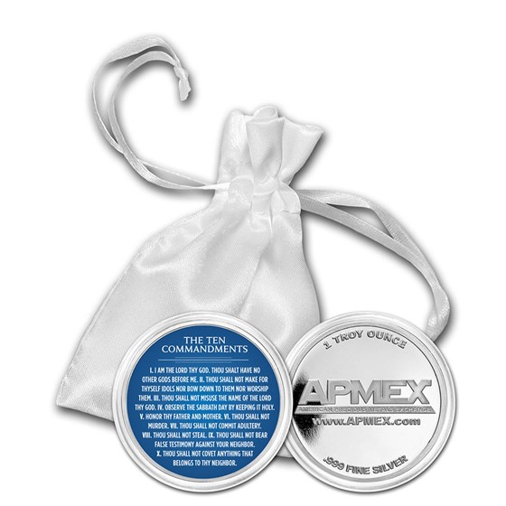 1 oz Silver Colorized Round - APMEX (Ten Commandments, Dark Blue)