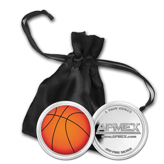 1 oz Silver Colorized Round - APMEX (Basketball)