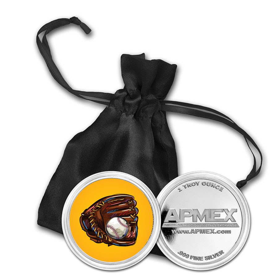1 oz Silver Colorized Round - APMEX (Baseball)