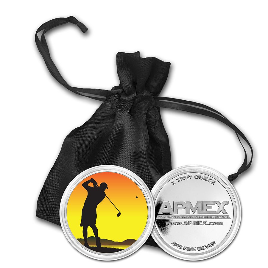 1 oz Silver Colorized Round - APMEX (Male Golfer)