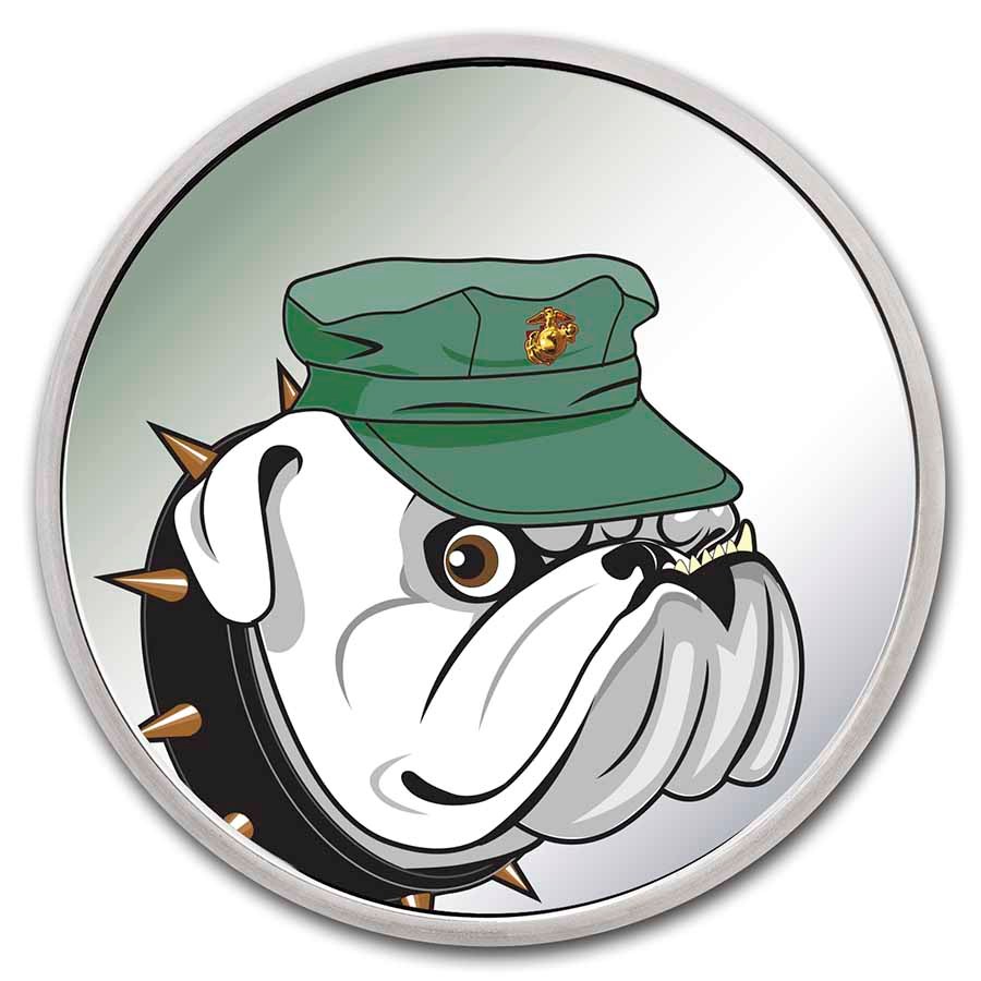 1 oz Silver Colorized Round - APMEX (U.S. Marines, Bulldog)