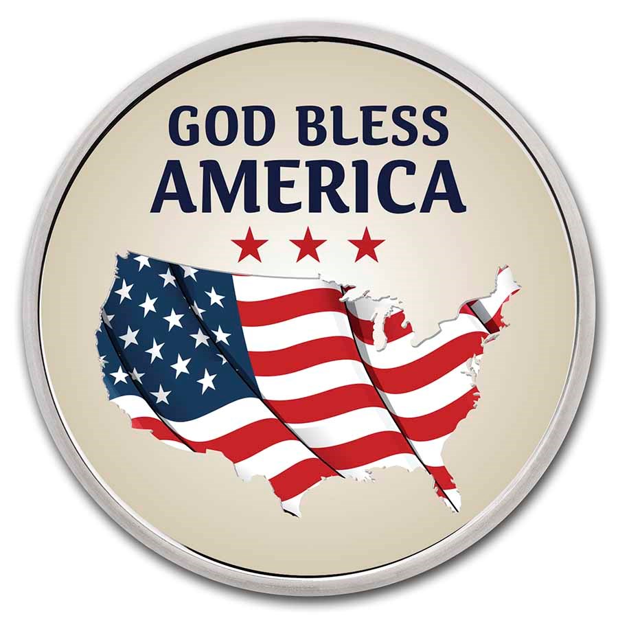 1 oz Silver Colorized Round - APMEX (God Bless America, Map)