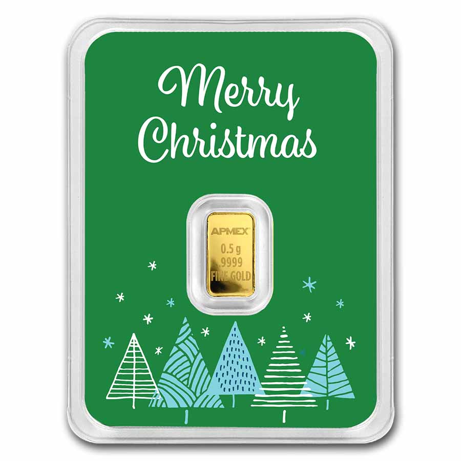 1/2 gram Gold Bar - APMEX (w/Green Merry Christmas Card, In TEP)
