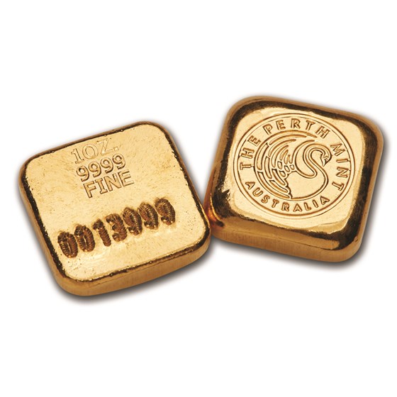 1 oz Gold Bar - Perth Mint Gold Button (Serialized)