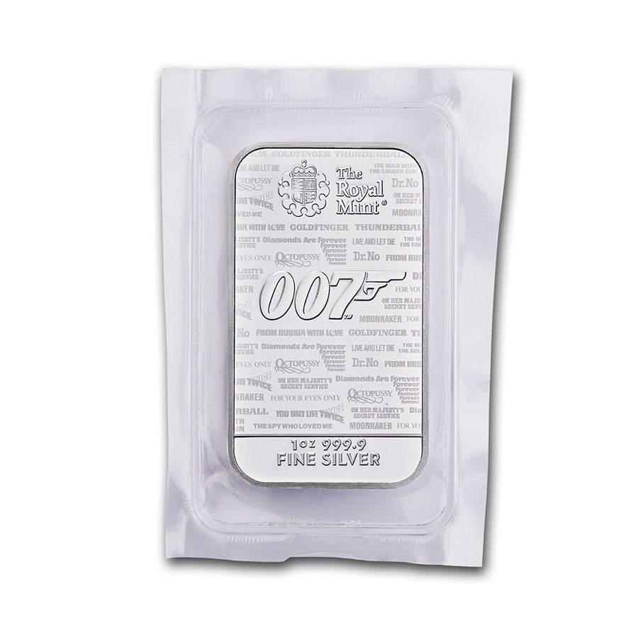 2020 Great Britain 1 oz Silver James Bond 007 Bar
