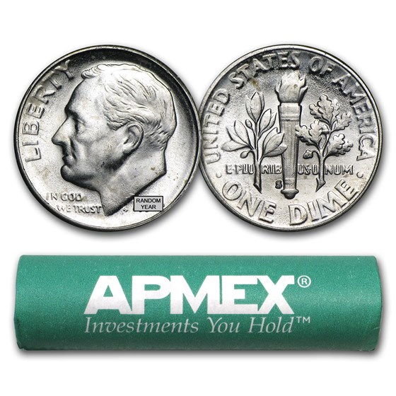 90% Silver Roosevelt Dimes 50-Coin Roll BU 90% Silver Roosevelt Dimes 50-Coin Roll BU